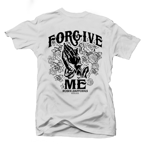 "FORGIVE ME" (Left Chest & Full Back) White/Black - Tee (BACK VIEW)