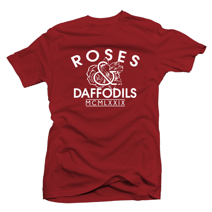 Roses & Daffodils: "LOGO TEE" Deep Red/White - Tee