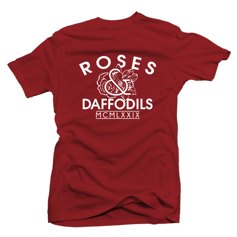 Roses & Daffodils: "LOGO TEE" Deep Red/White - Tee